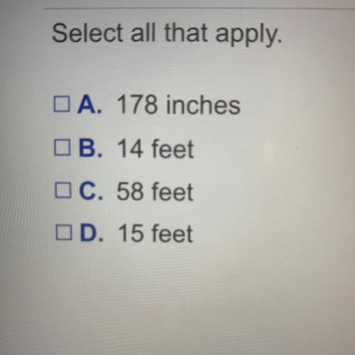Which measurements are less than 5 yards?