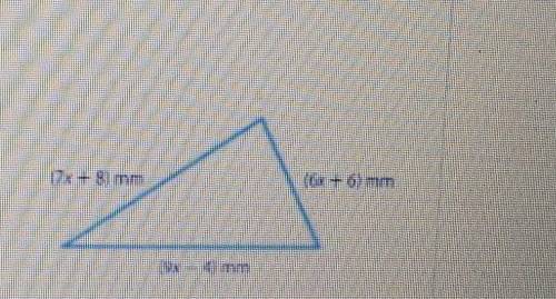 write a linear expression in simplest form to represent the perimeter of the triangle at the right