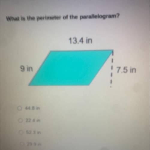 PLEASE ANSWER
What is the perimeter of the parallelogram?