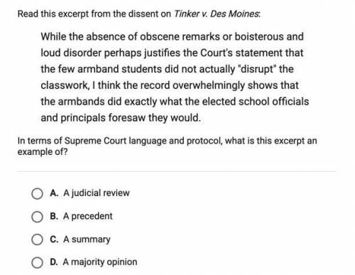 In terms of supreme court and protocol what is this excerpt an example of? PLEASE HELP