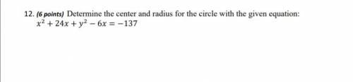 Determine the center and radius for the circle with the given equation