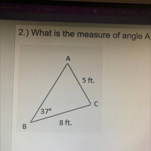 Help me find angle A of the triangle and show work please