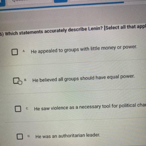 Which statment accurately describes lenin