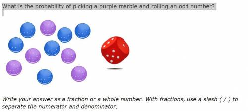 What is the probability of picking a purple marble and rolling an odd number?