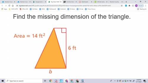 Find the missing dimension of the triangle.