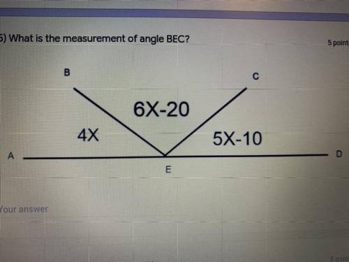 What is the measurement of angle BEC?