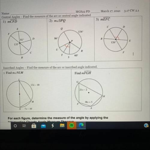 Can someone help me with questions 1,2, and 3 geometry circles ty