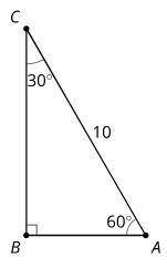 In triangle ABC below, the length of segment AB is ___
units.