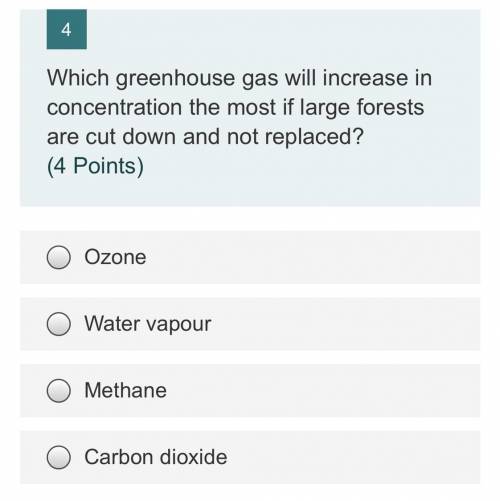Which greenhouse gas will increase in concentration the most if large forests are cut down and not