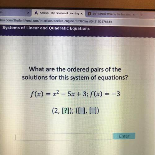 What are the ordered pairs are the solutions for the system of equations?