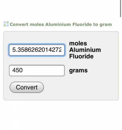 How many molecules are in 450.0 grams of aluminum fluoride(AIF3)?