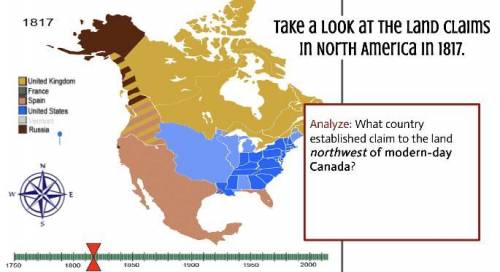 What country established claim to the land northwest of modern-day Canada?