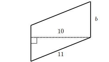 The parallelogram shown below has an area of 60 units 2squared.

Find the missing base.
b= __units