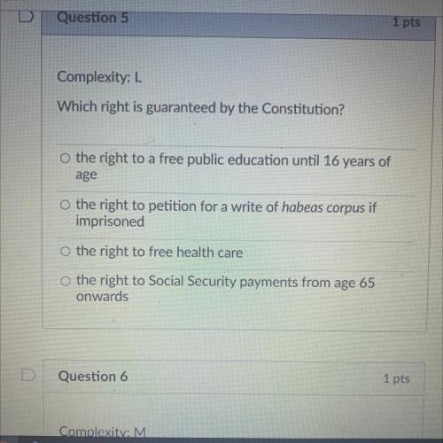 Which right is guaranteed by the Constitution?