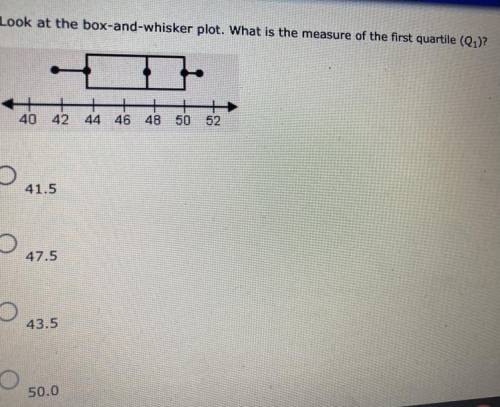 Look at the box-and-whisker plot. What is the measure of the first quartile