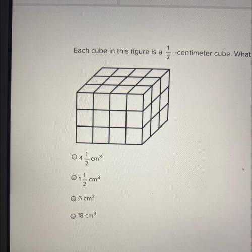 PLS HELPPP 

Each cube in this figure is a 1/2 -centimeter cube. What is the total
