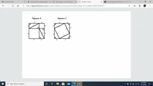 Since the areas of square 4 and square 5 are the same, set the two expressions equal.

Neep help A