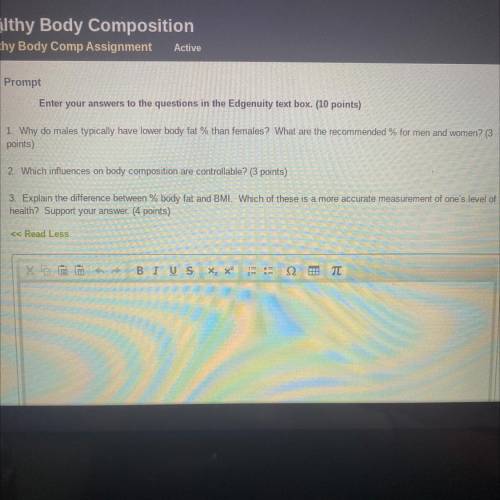 Healthy body composition assignment
