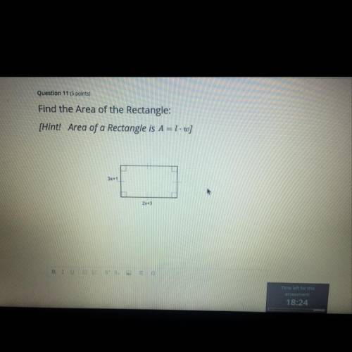 HELPPPPP PLEASEEEEFind the Area of the Rectangle:

[Hint! Area of a Rectangle is A=1•w]
3x+1