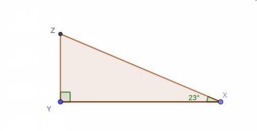 In the applet above, right triangle XYZ is drawn with a 23° angle. For right triangles with an angl