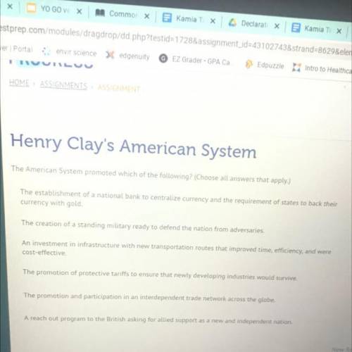 Henry Clay's American System

The Americana Systen promoted which of the following? Choose all ans