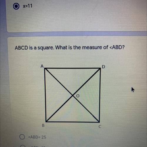 ABCD is a square. What is the measure of