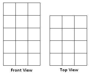 The figures below show the front view and top view of a rectangular prism that is packed with unit