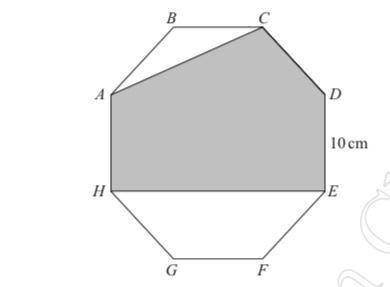 The diagram shows a regular octagon ABCDEFGH

Each side of the octagon has length 10 cm.
Find the