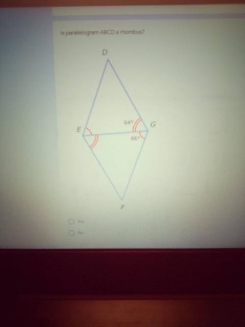 Is parallelogram DEFG a rhombus?