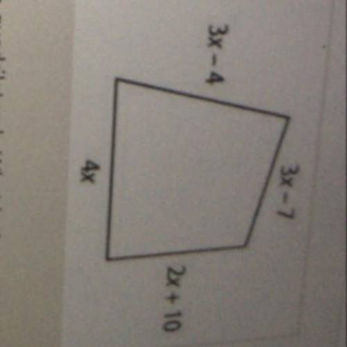 The figure shows the lengths of each of the four sides of a quadrilateral. What is the perimeter of