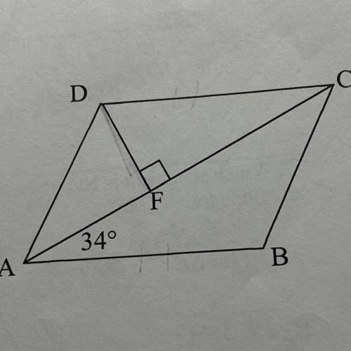 In the accompanying diagram of parrallelogram ADCD, DF is perpendicular to

diagonal AC at point F