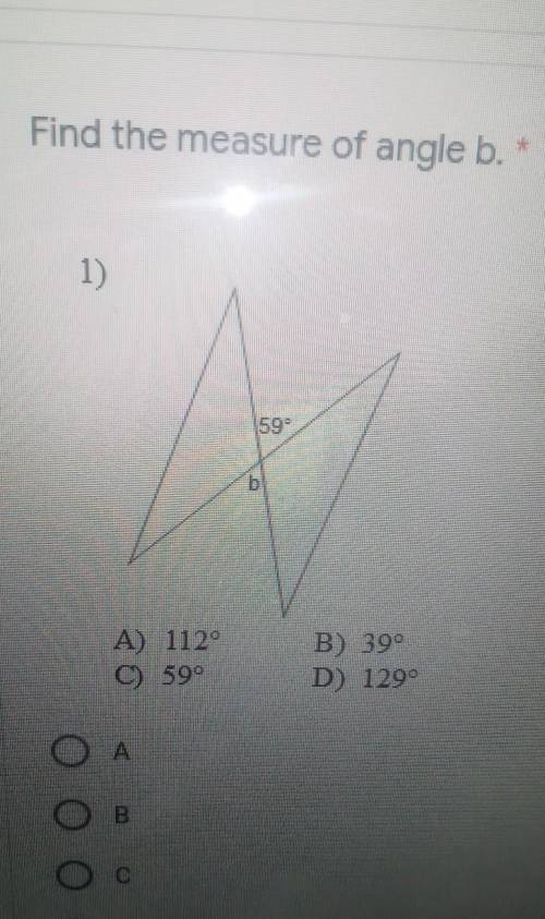 Find the measure of angle b 59=b​