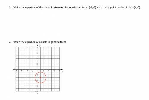 -Write the equation of a circle, in standard form, with center at (-7,-5) such that a point on the