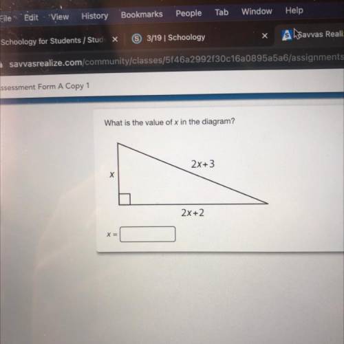 Find Value of X:
X, 2x+3, 2x+2
if anyone knows pls help, I need the answer got a test
