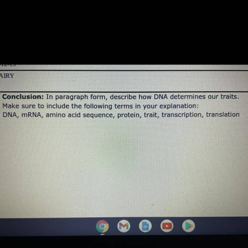 Please Help :) Explain/ describe how DNA determines our traits.