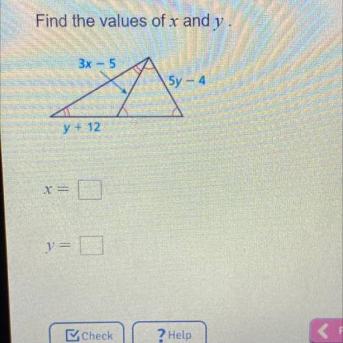 Find the x and y values