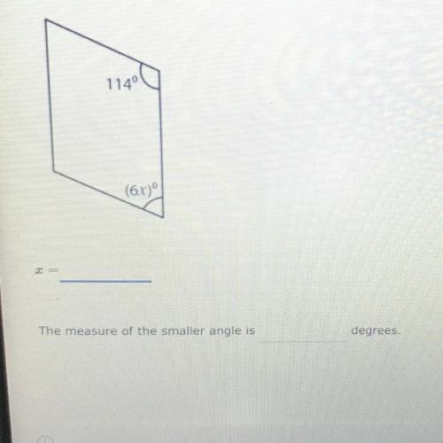 Find the value of x and the measure of the smaller angle for the consecutive angles of the parallel