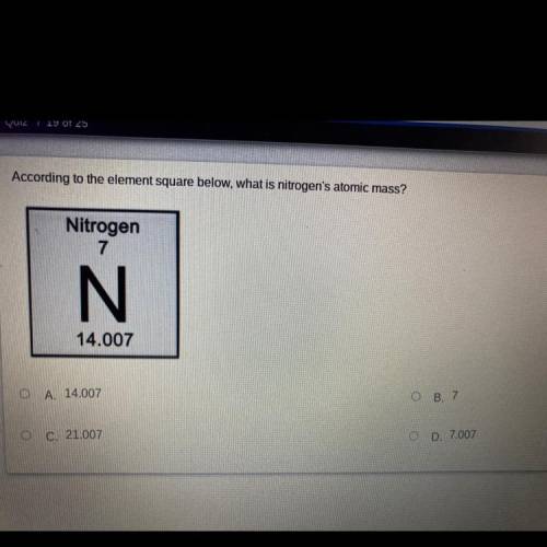 What’s the element square below , what is the nitrogen’s atomic mass ? plz help need done