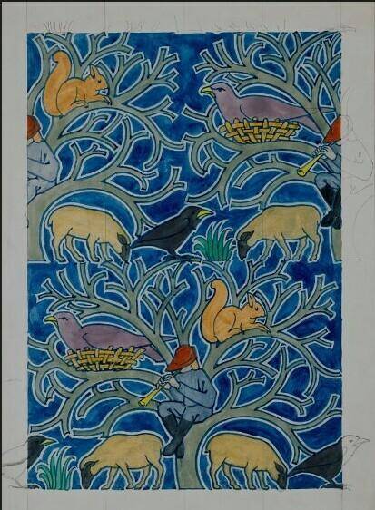 What type of shape is featured in C.F.A voysey's textile design pied pipers of the animals?

A.O