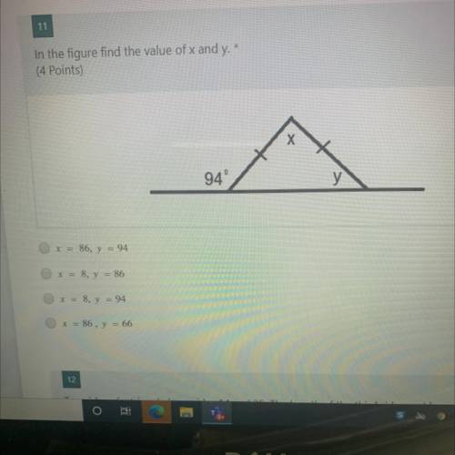 In the figure find the value of x and y