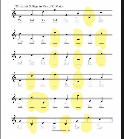 PLEASE ANWSER THE ONES HIGHLIGHTED PLEASE. THIS IS ALSO MUSIC CLASS MUSIC NOTES ! !

I am placing