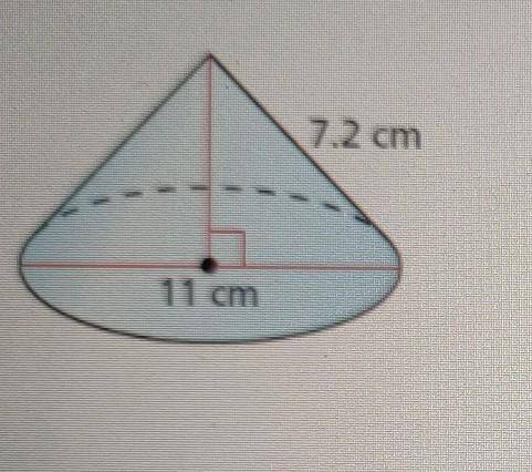 Find the surface area of the right cone. Round your answer to the nearest hundredth. 7.2 cm 11 cm T