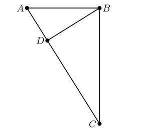 In the figure, angle ABC and angle ADB are each right angles. Additionally, AC = 17.8 units and AD