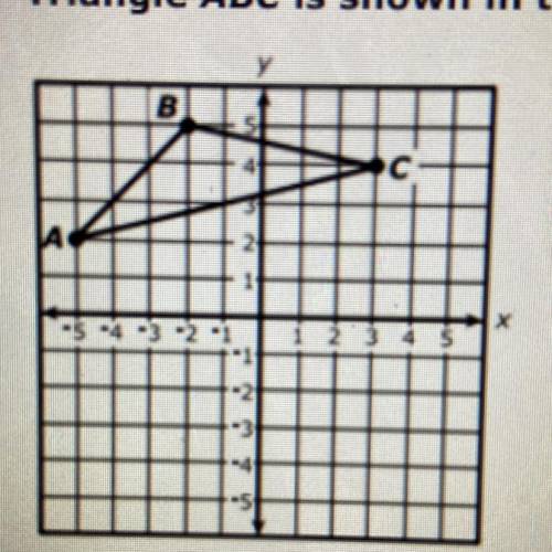 Triangle ABC is shown in the current-coordinate plane.

The triangle will be r rotated 180° clockw
