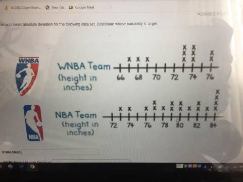 HELP OUTT PLEASE

WNBA Mean:____________
WNBA Mean Absolute Deviation:____________
NBA Mean:______
