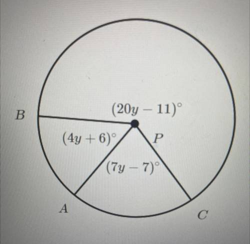 Circle P below
What is the arc measure of major arc ABC in degrees?