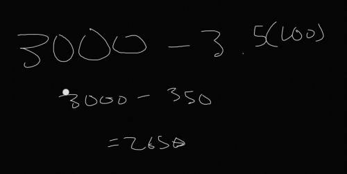 Evaluate: 3000−3.5m when m = 100