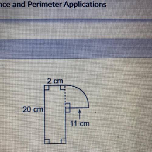 This figure consists of a rectangle and a quarter circle.

What is the perimeter of this figure?
U