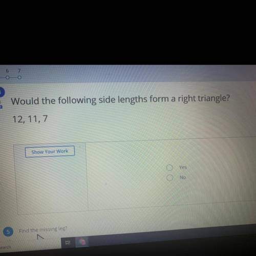Would 12,11,7 make a right triangle