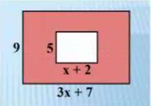 Write an expression that represents the area of only the red shaded region in terms of x